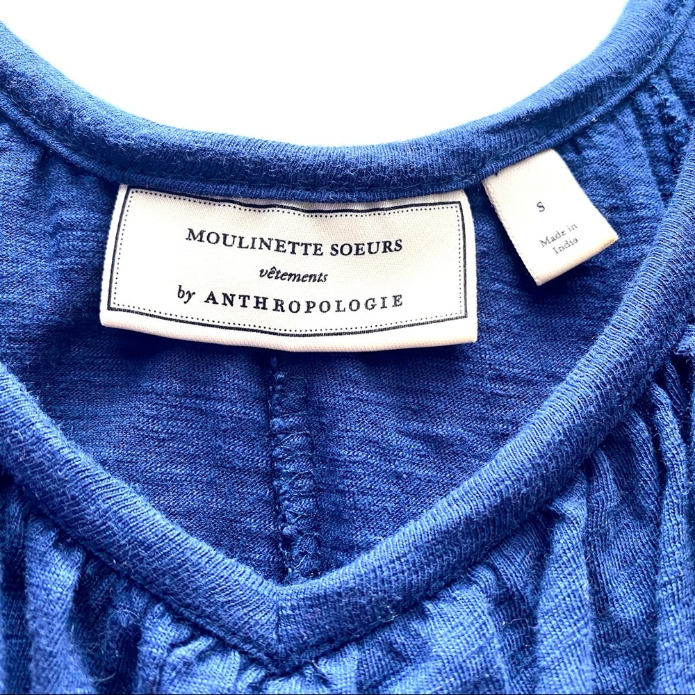 SOLD 💕Anthropologie Embroidered Julieta Ruffle Neck Top - Picture 3 of 10